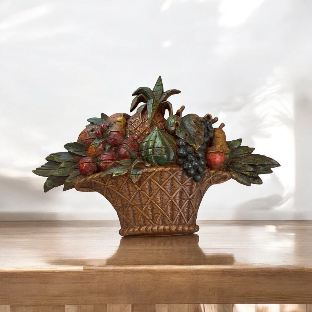 MCM Syroco Fruit Basket Plaque #5161 26" X 17 1/2" Retro Wall Decor USA